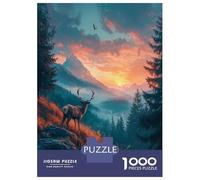 Rompecabezas para Adultos 1000 Piezas Majestic Deer Sunset Rompecabezas Juegos Relajantes Corte De Precisión Cumpleaños Y Navidad 70x50cm/1000pcs