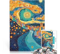 Rompecabezas para Adultos 1000 Piezas Mañana Noche Estilo Klimt Desafío difícil para aliviar el estrés Mejorar el Amor Entre Parejas 75x50cm