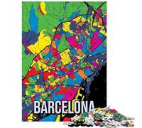 Rompecabezas para Adultos 1000 Piezas Mapa de la Ciudad de Barcelona póster de Viaje de Arte Pop Rompecabezas para Adolescentes antiestrés Juguetes difíciles y desafiantes Juegos educativos (75x50cm)