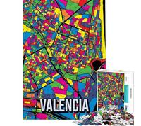 Rompecabezas para Adultos 1000 Piezas Mapa de la Ciudad de Valencia Arte Pop Juguetes adictivos para Cultivar la Paciencia Juego Familiar antiestrés Regalos artísticos (tamaño 75x50cm)