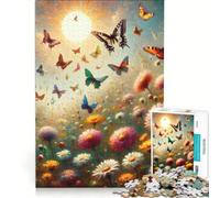 Rompecabezas para Adultos, 1000 Piezas, Mariposas y Flores Silvestres en un día de Primavera, Juegos Divertidos, relajación Intelectual, fortalece el Amor Entre Parejas, 38x52cm