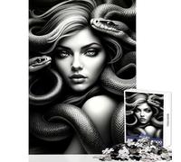 Rompecabezas para Adultos 1000 Piezas Medusa La Gorgona B﹨UW Juguete Decoración de Pared Regalos para Mujeres Hombres Juego práctico Mejora el Amor Entre Parejas Tamaño 38x26cm