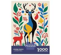 Rompecabezas para Adultos 1000 Piezas Merry & Bright Deer Print Rompecabezas para Adultos Juego Práctico Difícil Difícil Diversión En Casa Actividades, 38x26cm/1000pcs