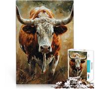 Rompecabezas para Adultos 1000 Piezas Mirada bovina Juego Familiar para aliviar el estrés: desafío difícil Una Obra de Arte 75x50cm