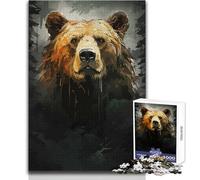 Rompecabezas para Adultos, 1000 Piezas, miradas de Oso Grizzly, Hermoso diseño, Juego de decoración para el hogar, Regalo de cumpleaños, tamaño 38x26cm