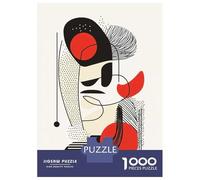 Rompecabezas para Adultos 1000 Piezas Modern Abstract Face - Geometric Minimalist Wall Art Rompecabezas Juegos Relajantes Corte De Precisión Cumpleaños Y Navidad 52x38cm/1000pcs