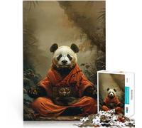 Rompecabezas para Adultos 1000 Piezas Monje Panda Místico Meditando Juegos Divertidos para la Familia decoración de Pared 52x38cm