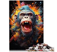 Rompecabezas para adultos 1000 piezas mono colorido extraño para rompecabezas 50x70cm Adecuado para decoración de oficina para adolescentes y 14 años y más