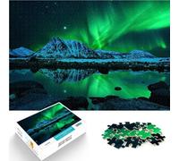 Rompecabezas para Adultos 1000 Piezas Montañas de la Aurora Boreal Reducción del estrés Interesante Juego de desafío único 75x50cm