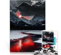 Rompecabezas para Adultos 1000 Piezas Montañas del Río Luna de Sangre Difícil y desafío Decoración de Pared cumpleaños y Navidad 75x50cm