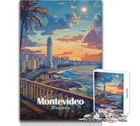 Rompecabezas para Adultos 1000 Piezas Montevideo Uruguay Paisaje Urbano al Atardecer Juego Educativo Familiar Patrón de Montaje Regalos de Amigo Secreto Tamaño 50x75cm