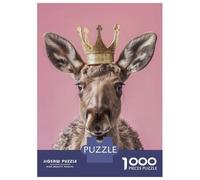 Rompecabezas para Adultos 1000 Piezas Moose with Crown Rompecabezas Juegos Relajantes Corte De Precisión Cumpleaños Y Navidad 52x38cm/1000pcs
