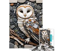 Rompecabezas para Adultos 1000 Piezas Mosaico de búho de Piedra Arte Rompecabezas de 1000 Piezas Juguete decoración de Pared Mejora la Memoria Regalo de cumpleaños Regalos (38x26cm)