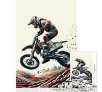 Rompecabezas para Adultos 1000 Piezas Motocross WPAP Pop Art Juguete Educativo Regalo para cumpleaños Juegos educativos Entrena tu Cerebro y Tus Manos Tamaño 38x26cm