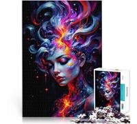 Rompecabezas para Adultos 1000 Piezas Mujer Abstracta con Fuego Juguetes de Juego para Regalo Familiar Regalos de Amigo Secreto 38x26cm