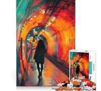 Rompecabezas para Adultos 1000 Piezas Mujer Caminando en un túnel Colorido Juego Interactivo para divertirse en Familia para Fortalecer el Amor en Pareja 38x26cm