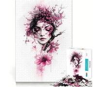 Rompecabezas para Adultos 1000 Piezas Mujer en Flor de Cerezo Premium Juego Creativo Juguete Diversión sin Preocupaciones Exhibición de Arte navideño (50x75cm)