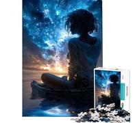 Rompecabezas para Adultos 1000 Piezas Mujer en un Barco Mirando Las Estrellas Juego Imposible Juguetes educativos Regalos para cumpleaños Actividades Familiares Tamaño 38x26cm