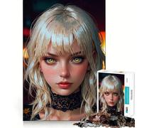 Rompecabezas para Adultos,1000 Piezas,Mujer Rubia con Ojos Amarillos,Rompecabezas de Corte preciso,Juguete de construcción,Tiempo de Ocio,Juego artístico de cumpleaños 38x52cm