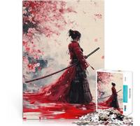 Rompecabezas para Adultos 1000 Piezas Mujer samurái de Rojo para el Juguete de desafío de Juego Educativo Ideas de Regalos 75x50cm