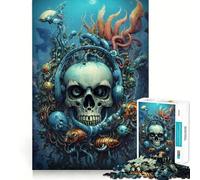 Rompecabezas para Adultos 1000 Piezas Música Bio Punk Calavera Agua Arte de Corte preciso Juego Creativo Juguete Tiempo de Juego Relajante Escena navideña Arte (50x75cm)