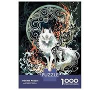 Rompecabezas para Adultos 1000 Piezas Mystical White Fox with Ornate Background Rompecabezas Juguete Decoración De Pared Vacaciones En Casa Matar El Tiempo Juego Desafiante Regalos 52x38cm/1000pcs