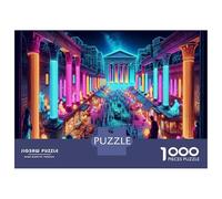 Rompecabezas para Adultos 1000 Piezas Neon Ancient Cityscape Rompecabezas Juegos Relajantes Corte De Precisión Cumpleaños Y Navidad 52x38cm/1000pcs