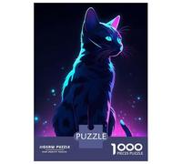 Rompecabezas para Adultos 1000 Piezas Neon Anime Cat Rompecabezas para Adolescentes Juego De Ingenio Mejora La Memoria Actividades Divertidas En Casa 52x38cm/1000pcs