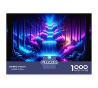 Rompecabezas para Adultos 1000 Piezas Neon Forest Waterfall-1 Rompecabezas para Adultos Juegos Relajantes Regalos para Mujeres Juegos Desafiantes Regalos 52x38cm/1000pcs