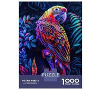 Rompecabezas para Adultos 1000 Piezas Neon Parrot in Jungle Rompecabezas para Adultos Juego Práctico Mejora La Memoria Actividades Divertidas En Casa 38x26cm/1000pcs