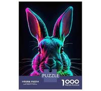 Rompecabezas para Adultos 1000 Piezas Neon Rabbit Portrait Rompecabezas para Adultos Juegos Relajantes Regalos para Mujeres Juegos Desafiantes Regalos 70x50cm/1000pcs