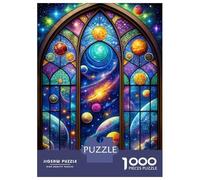 Rompecabezas para Adultos 1000 Piezas Neon Space Stained Glass Rompecabezas Juegos Relajantes Corte De Precisión Cumpleaños Y Navidad 38x26cm/1000pcs