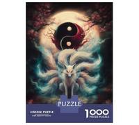 Rompecabezas para Adultos 1000 Piezas Nine-Tailed Fox Yin Yang Rompecabezas para Adultos Juego Práctico Difícil Difícil Diversión En Casa Actividades, 38x26cm/1000pcs