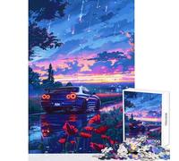 Rompecabezas para Adultos 1000 Piezas Nissan GTR R Anime japonés Juguetes de Bricolaje Regalo de cumpleaños Juegos Familiares con Piezas de Formas aleatorias Totalmente entrelazadas tamaño 50x75cm