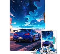 Rompecabezas para Adultos 1000 Piezas Nissan Skyline R Azul japonés Juegos relajantes desafío para la Inteligencia Cerebral Juguetes adictivos Gran Regalo Actividades Familiares (tamaño 38x52cm)