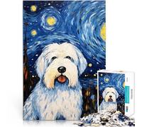 Rompecabezas para Adultos 1000 Piezas Noche del Viejo Pastor inglés Juguetes de Entretenimiento Familiar Ideas de Regalos 52x38cm