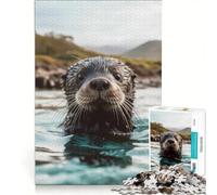 Rompecabezas para Adultos 1000 Piezas Nutria Animales Salvajes Juegos Divertidos Entrena tu Cerebro y Tus Manos fortalece el Amor Entre Parejas 50x75cm