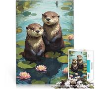 Rompecabezas para Adultos 1000 Piezas Nutria Feliz Ayuda al Cerebro a ejercitar Juguetes adictivos para Cultivar la Paciencia. Apto para Parejas 38x26cm