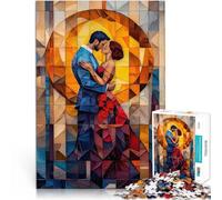 Rompecabezas para Adultos 1000 Piezas Obra de Arte de Mosaico de vitrales El Beso Rompecabezas Interacción Entre Padres e Hijos 75x50cm