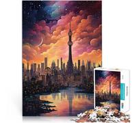 Rompecabezas para Adultos 1000 Piezas “Obra de Arte del Horizonte de la Ciudad” Hecho de Papel,para y a Partir de 14 años Un desafío difícil Regalos para Amigos y Familiares。tamaño:26x38cm