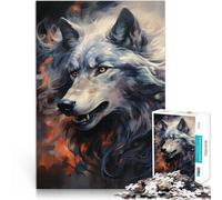 Rompecabezas para Adultos 1000 Piezas Obra de Arte del Lobo - Espíritu del Lobo Diversión Familiar Mejorar el Amor Entre Parejas 52x38cm