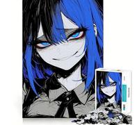 Rompecabezas para Adultos,1000 Piezas,Ojos Azules Que Brillan en la Oscuridad,Corte preciso,Juguete de construcción para concentrarse,Tiempo de Ocio,Juego artístico de cumpleaños 50x75cm