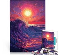 Rompecabezas para Adultos 1000 Piezas Ola del Atardecer Juegos Divertidos para la Familia con Piezas de Formas aleatorias Que se entrelazan Completamente 52x38cm