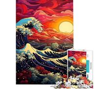 Rompecabezas para Adultos 1000 Piezas Ola Grande Playa Atardecer Rompecabezas para Adultos Juguetes DIY Desafío Difícil Oferta Regalos para Toda la Familia (Tamaño 38x52cm)