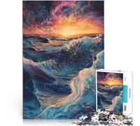 Rompecabezas para Adultos 1000 Piezas Olas cósmicas del océano Juguetes de Entretenimiento Familiar Mejorar el Amor Entre Parejas 52x38cm