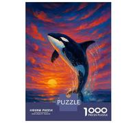 Rompecabezas para Adultos 1000 Piezas Orca Breaching at Sunset Painting Rompecabezas Juegos Relajantes Corte De Precisión Cumpleaños Y Navidad 52x38cm/1000pcs