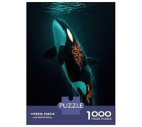 Rompecabezas para Adultos 1000 Piezas Orca with Tribal Markings in Deep Sea Rompecabezas para Adultos Juegos De Relajación Análisis Y Lógica Oferta como Regalos para Toda La Familia 70x50cm/1000pcs