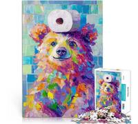 Rompecabezas para Adultos 1000 Piezas Oso con Papel higiénico Entrena tu Cerebro y Tus Manos Adecuado para decoración de Escritorio. 38x26cm