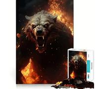 Rompecabezas para Adultos 1000 Piezas Oso del Infierno Arte de Corte preciso Juego Creativo Juguete Relajante Tiempo de Juego Escena navideña Arte (38x52cm)