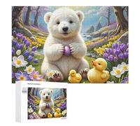 Rompecabezas para adultos, 1000 piezas, oso polar, flores de primavera, para adultos, juegos relajantes, regalos para mujeres, regalo de cumpleaños, regalos, 1000 piezas